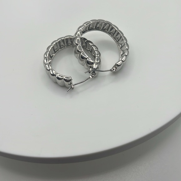 Silver Hoop Earrings - Picture 3 of 3